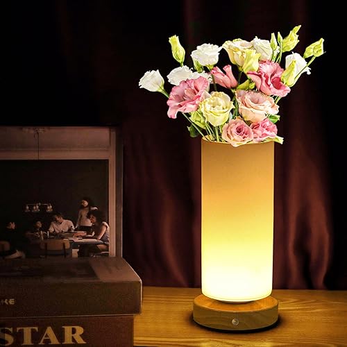 Strackvial Lámpara de noche táctil, lámpara de mesa de jarrón, lámpara de flores recargable sin interrupciones, lámpara de escritorio, lámpara de