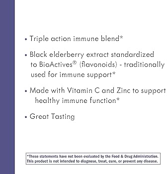 Nature's Way Sambucus Black Elderberry Gummies with Vitamin C and Zinc, 60 Gummies