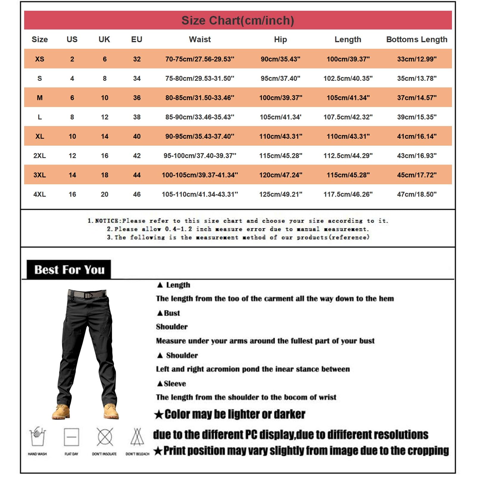 Generico Pantaloni Cargo da Uomo, Pantaloni da Jogging, Casual, in Cotone, con Coulisse, Pantaloni Sportivi con 6 Tasche, Pantaloni Cargo Uomo con Elastico Pantalone Lavoro Uomo Cotone
