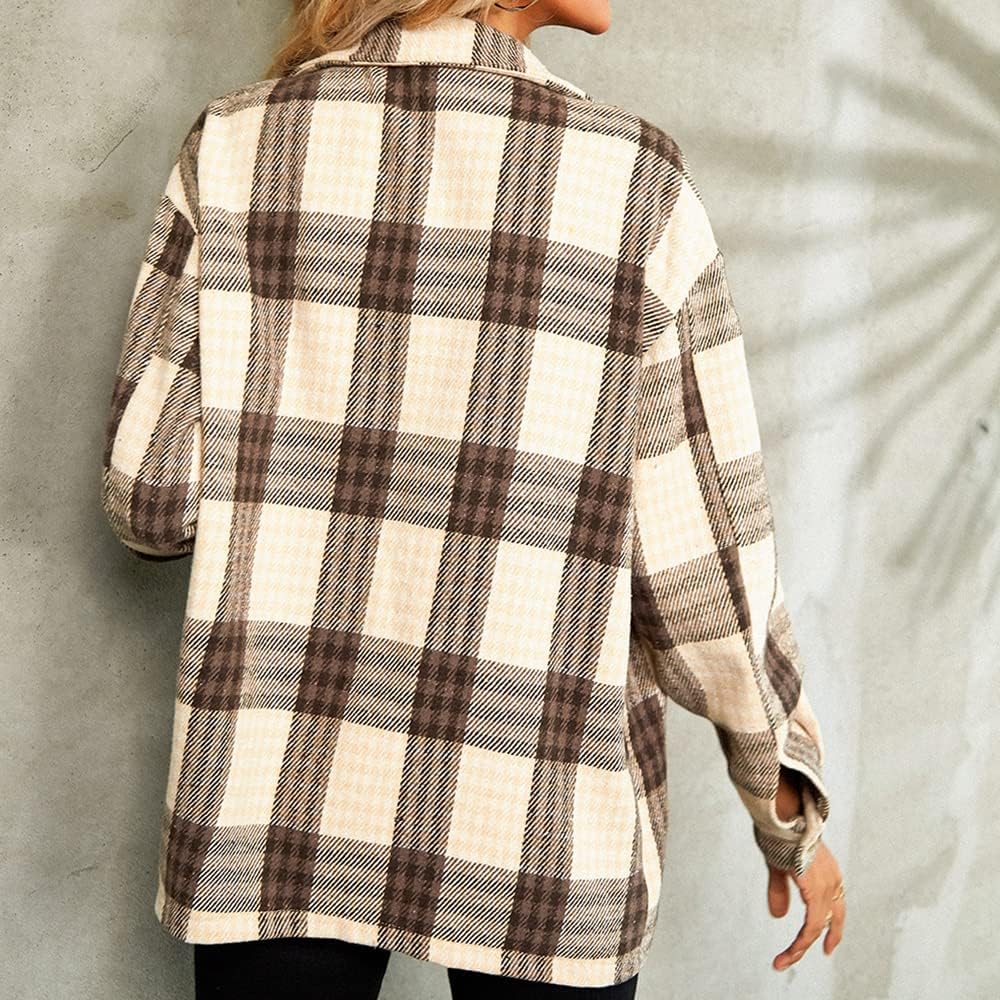 Veste à Carreaux Femme Avec Capuche - Doublure Polaire Chaude - Style Vintage Oversize Pour L'hiver