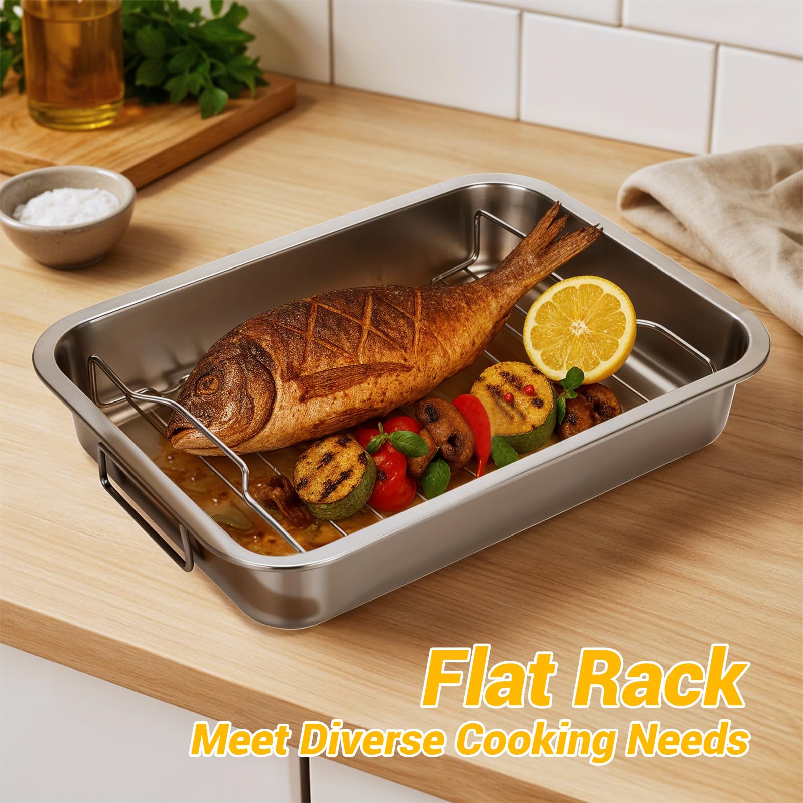 Tifanso Stainless Steel Roasting Pan - Turkey & Rack -4