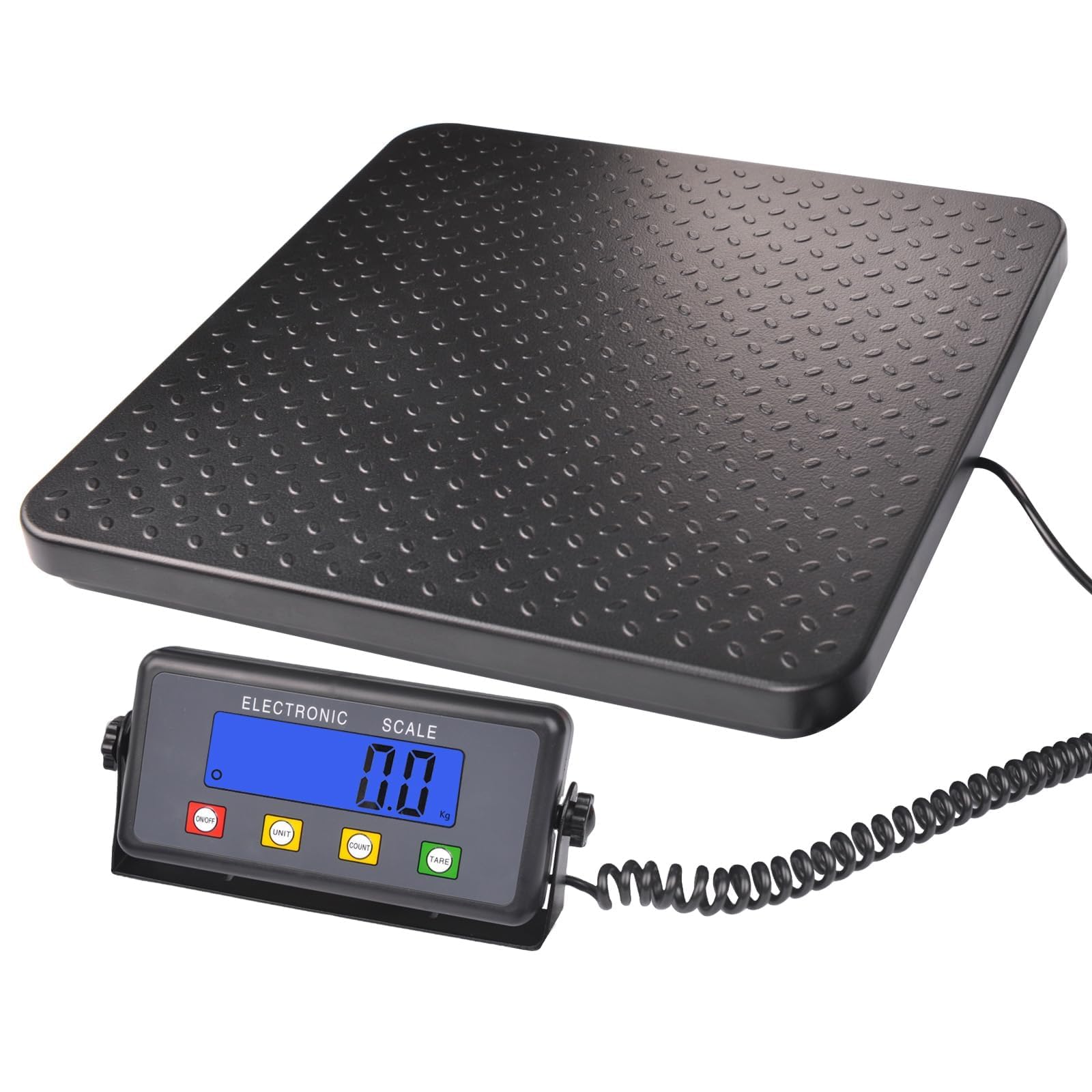 Surmountway Industrial Shipping Scale 660lbs with Anti-Slip Aluminium Platform, 11.8" x 11.8" Black Portable Digital Postal Scale for Shipping