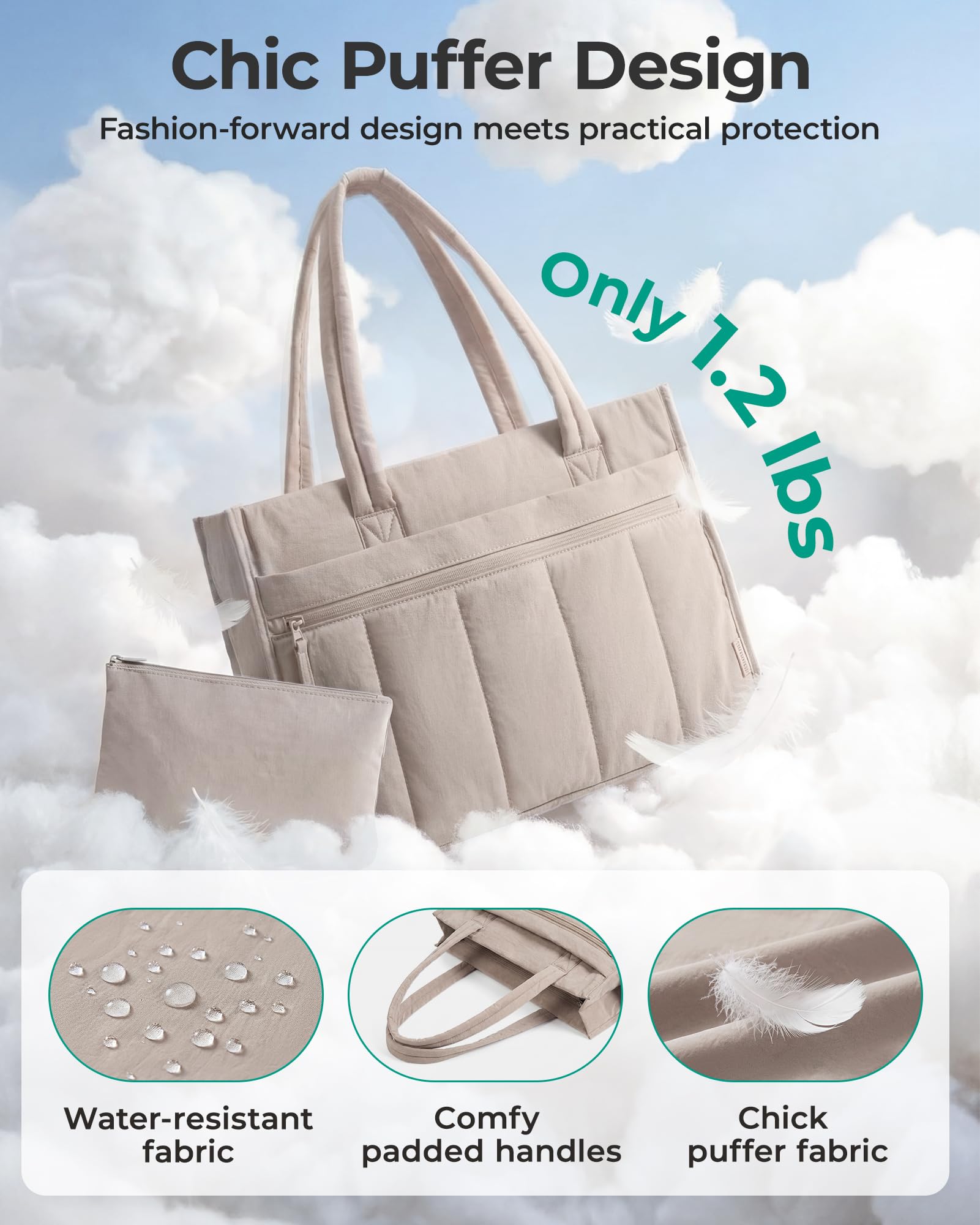 bagsmart Torebka damska, torba robocza z izolowaną kieszenią chłodzącą, torba buforowa, torba na laptopa o przekątnej ekranu 15,6", aktówka, torba nauczycielska, torba na lunch, duża, lekka torba na