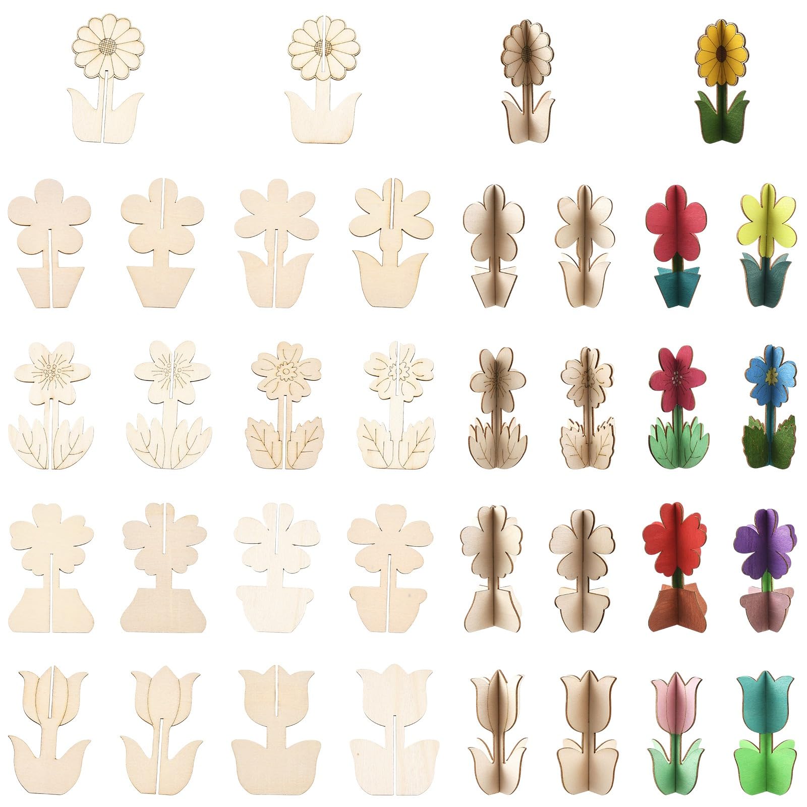 Tranches de bois fleurs de printemps pour créer des cadeaux uniques faits main