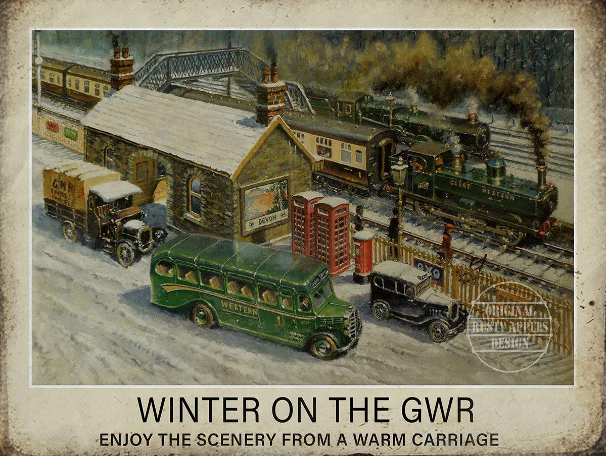 The Rusty Apples Metal Sign Co Winter On A Gwr Train– Metal Sign – 3 Sizes To Choose – Home Decor – (16” X 12” 400 X 300 Mm)