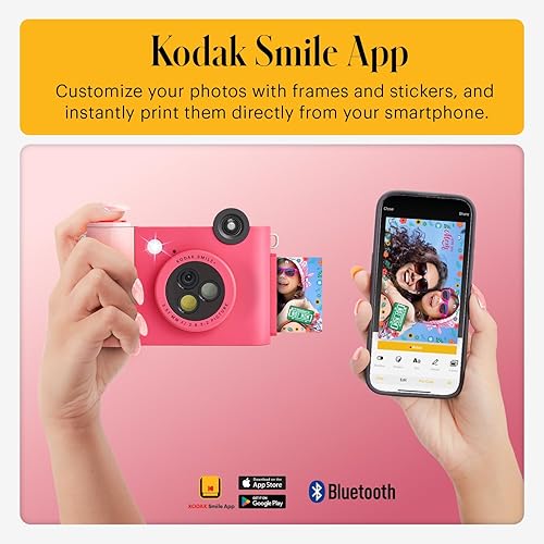 Miniatura 4 de Kodak Smile+ Cámara digital de impresión instantánea 2 en 1 e impresora de fotos inalámbrica Bluetooth - 10 MP, lente giratoria de efecto especial