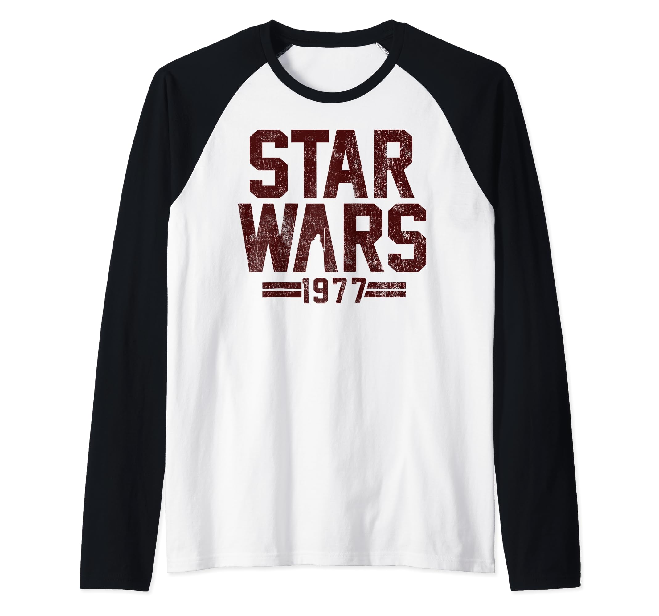 Star Wars BIg Collegiate Tiny Vader Retro 1977 Raglan Baseball Tee, Black