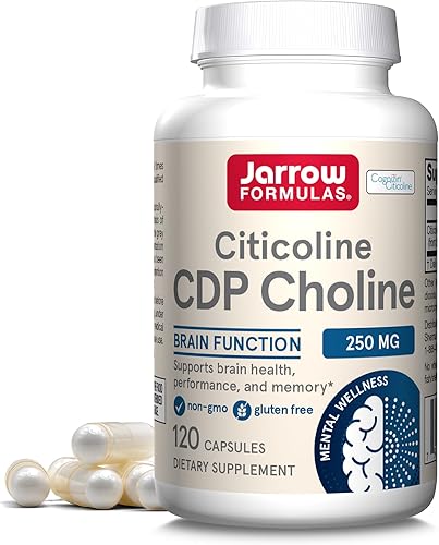 Jarrow Formulas Citicoline CDP Coline 250 mg - 120 cápsulas - Apoya la salud cerebral y el rendimiento de la atención hasta 120 porciones el