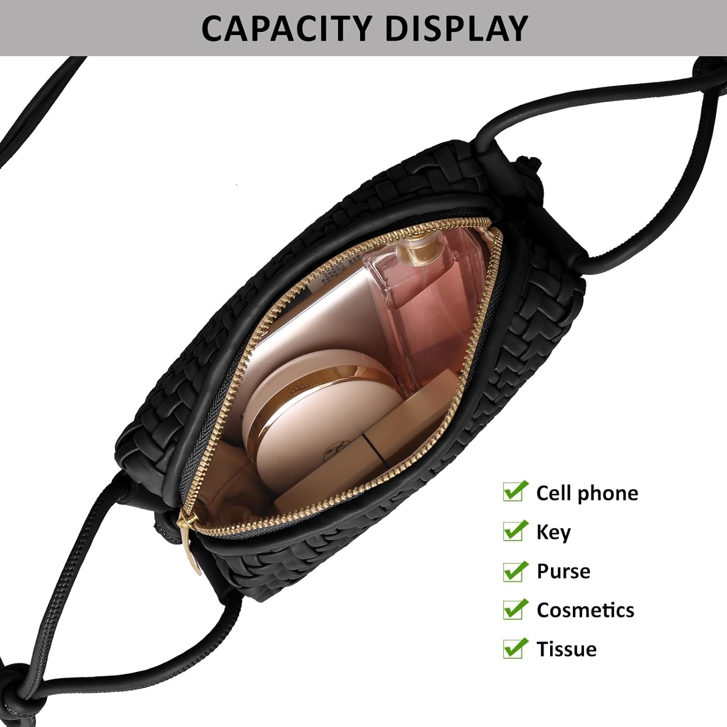 Crossbody Bag for Women Trendy Woven Purse Vegan Leather Small Shoulder Handbags with Strap - Image 6