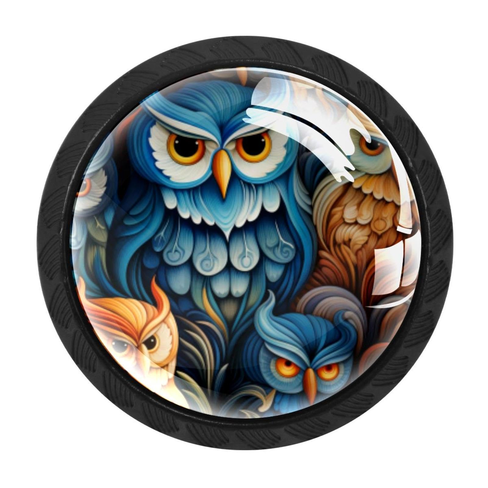CHENZZZZ 4 Pack Owl Dresser Drawer Cabinet Knobs Round Crystal Glass Knobs Pulls Handles for Kitchen Wardrobe Cupboard Door Hardware