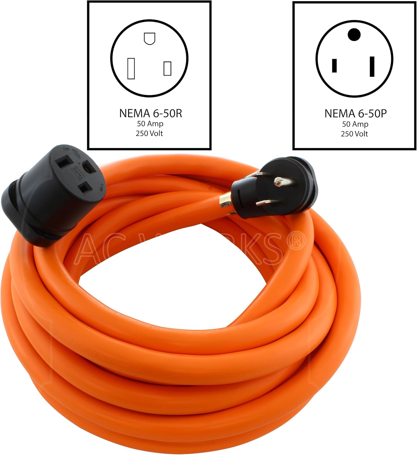 AC WORKS STW 8/3 6-50 Super Heavy Duty Outdoor Welder Extension Cord (10FT)