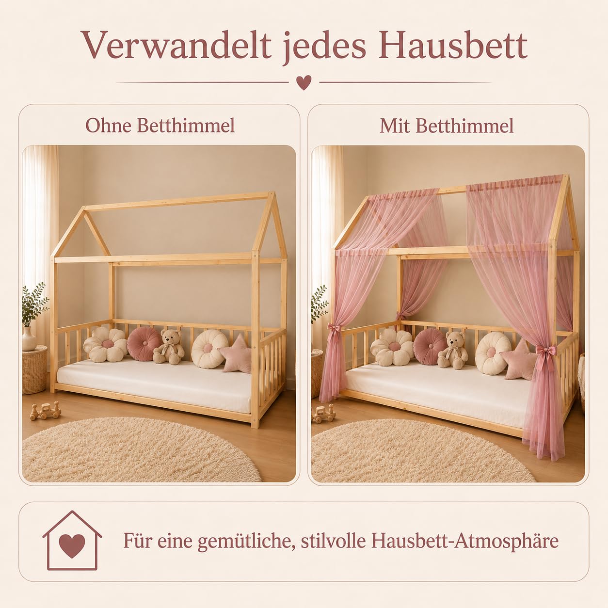 Baby Fancyroom Dosel para cama de casa infantil, universal, tul premium, ambos lados, dosel, cortina de cama (rosa viejo, 340 cm)