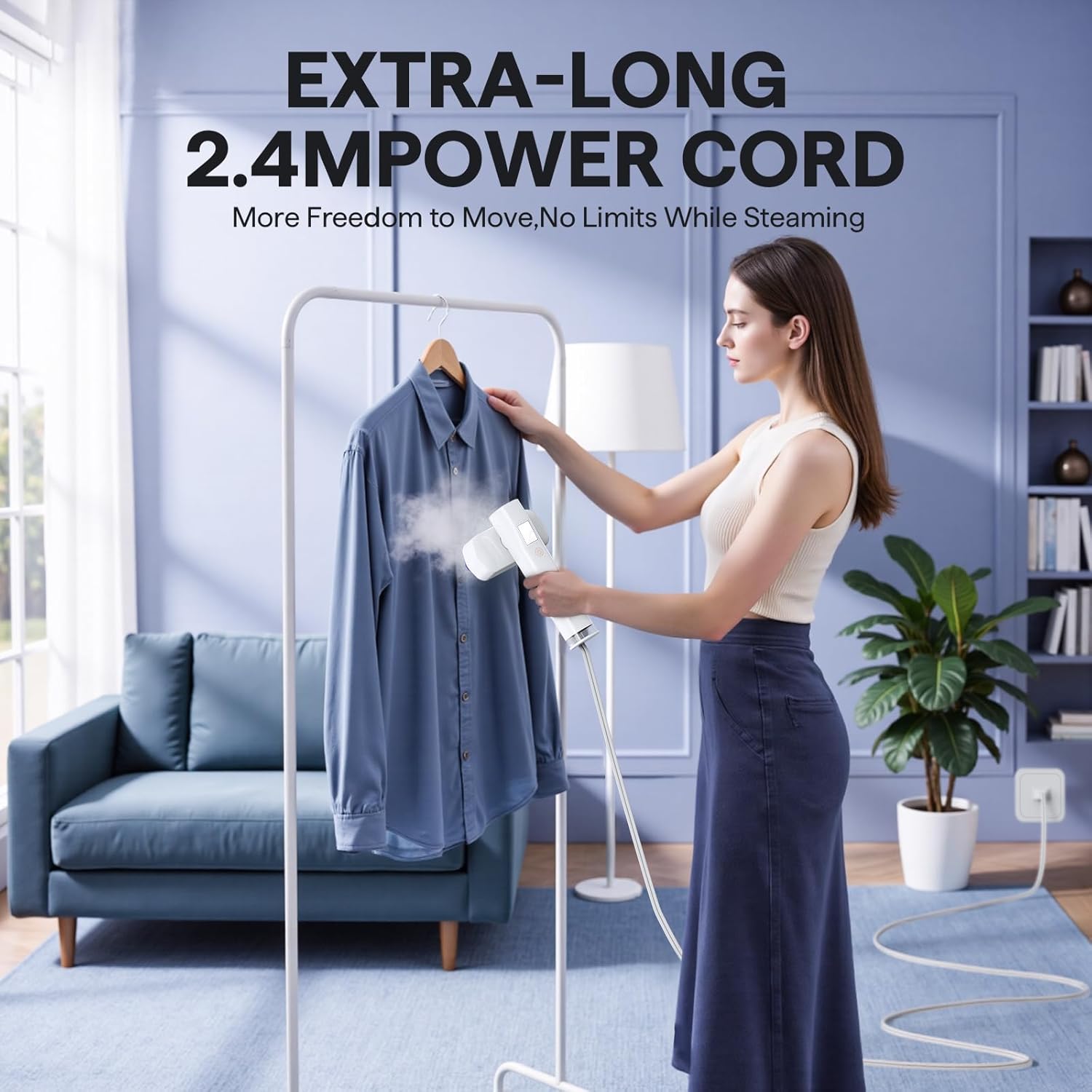 Steamer for Clothes, Handheld and Portable with 15-Second Heat-Up, 2-in-1 Steamer & Iron with Smart Touch Operation and 4 Modes, Suitable for All Fabrics, Ideal for Home & Travel