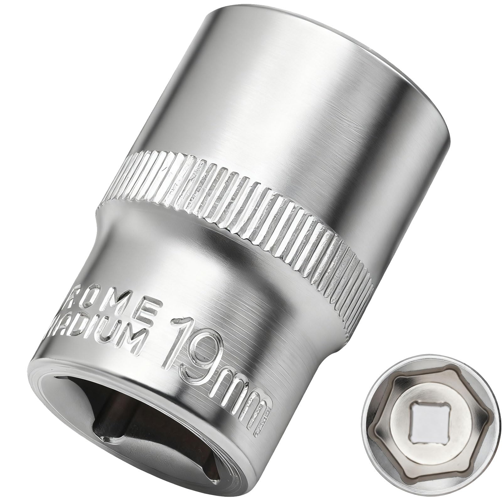 Dakcos 19Mm Socket 1/2" Drive 6 Ponit Wrench Socket Drive Shaft Tool Power Sockets, Cr-Mo