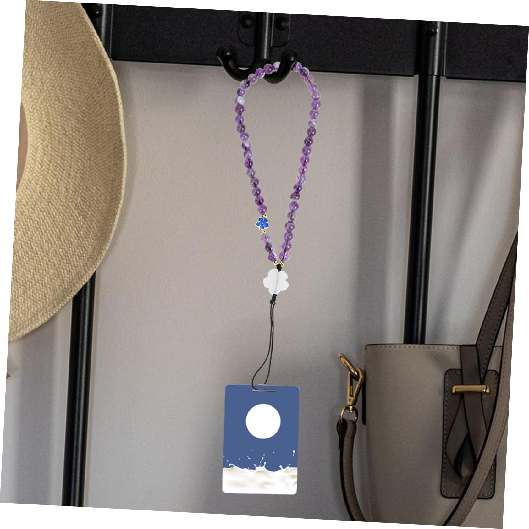 BESTonZON 4 Piezas Amatista teléfono móvil encanto soporte para teléfono con cordón encanto colgante del teléfono cordones para llaves acollador cuerda de teléfono decorativa cordón clave