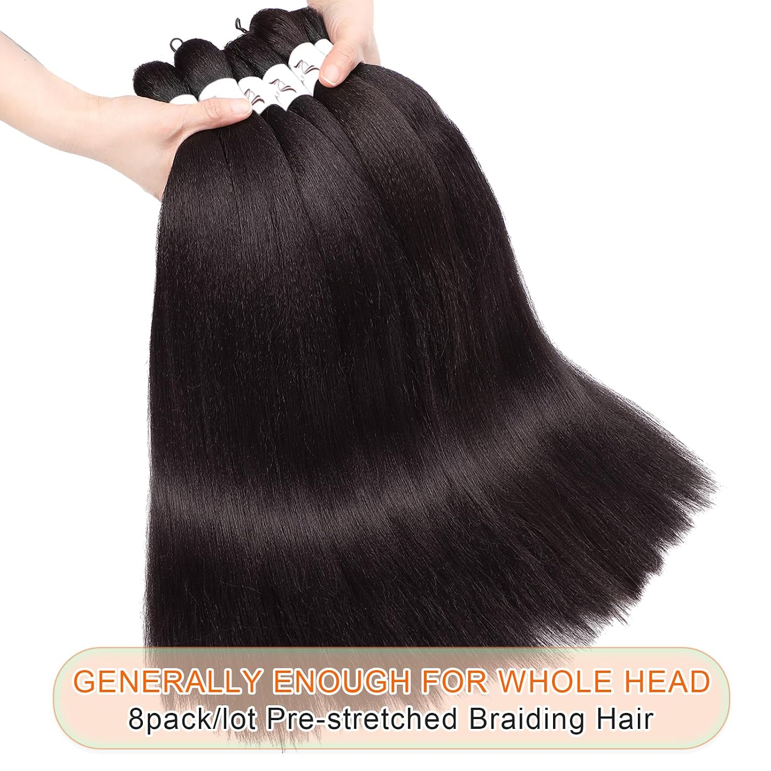 Braiding Hair Pre Stretched, 26 Inch 8 Pack Prestretched Braiding Hair For Braiding Women Hair, Professional Synthetic Hair For Knotless Crochet Braids,Soft Yaki Straight(26inch,8pc,4#)