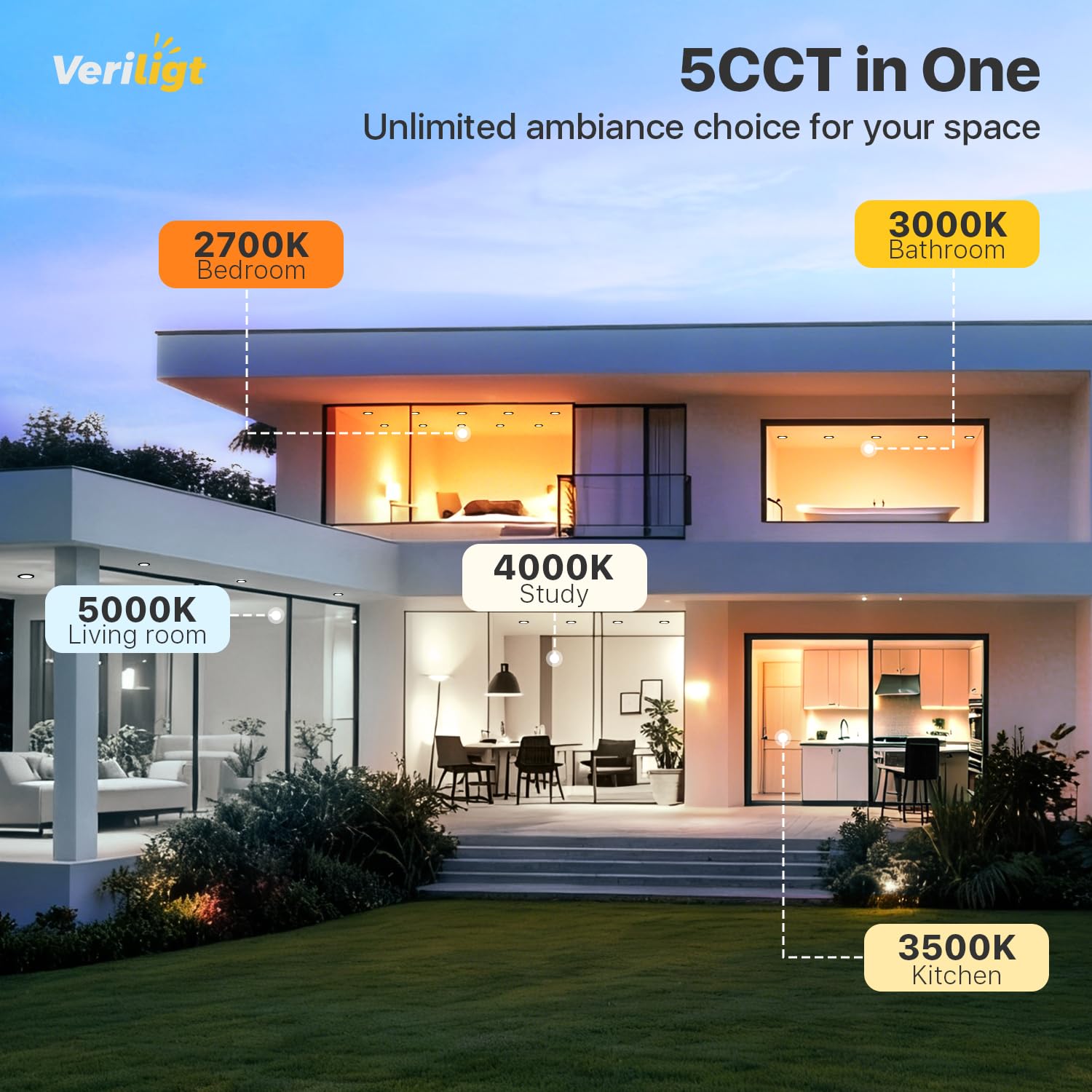 Photo 1 of Veriligt 4 Pack 4 Inch LED Recessed Light, Dimmable, Damp Rated, 5CCT Selectable, 9W 750LM, 120V, Silm Canless Wafer Ceiling Light, Black, ETL&FCC