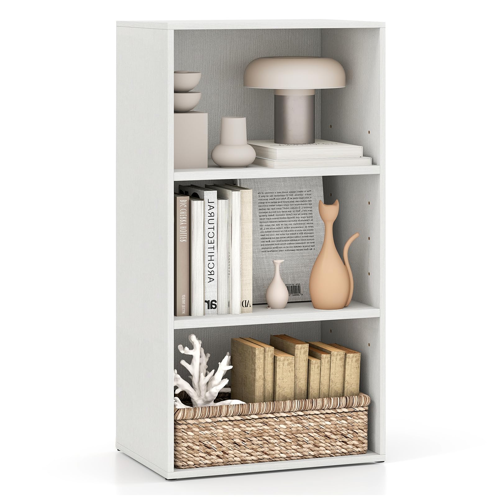 COSTWAY 2/3-Tier Cube Bookcase, Wooden Storage Bookshelf Open Shelving Unit with Adjustable Shelves, Cube Storage Cabinet Organizer for Living Room Bedroom Office (White, 42 x 29.5 x 80 cm) — image 1