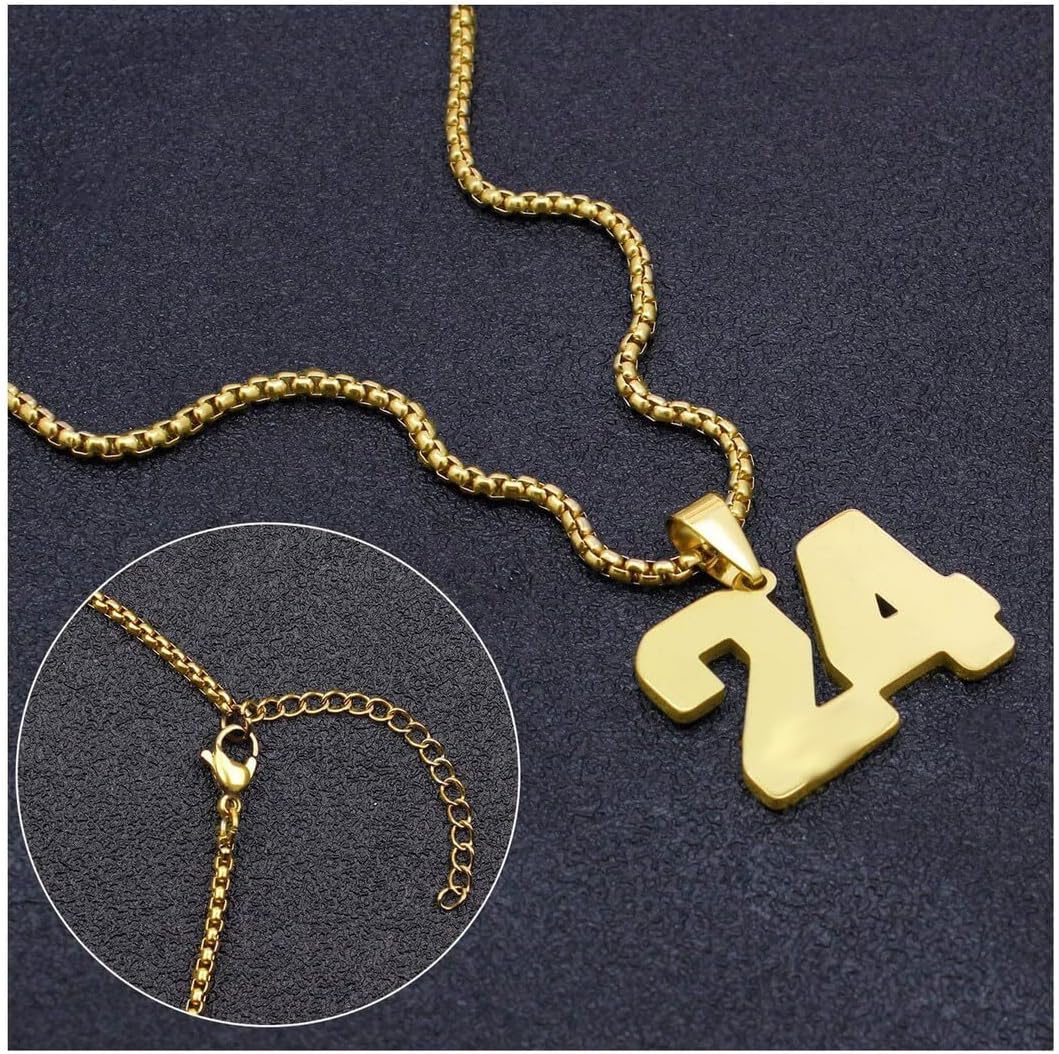 NanMuc Men Number Necklace for Men 18K Gold Plated Sports Initial Stainless Steel Necklace Pendant Personalized Jewelry 3mm Chain - Image 7