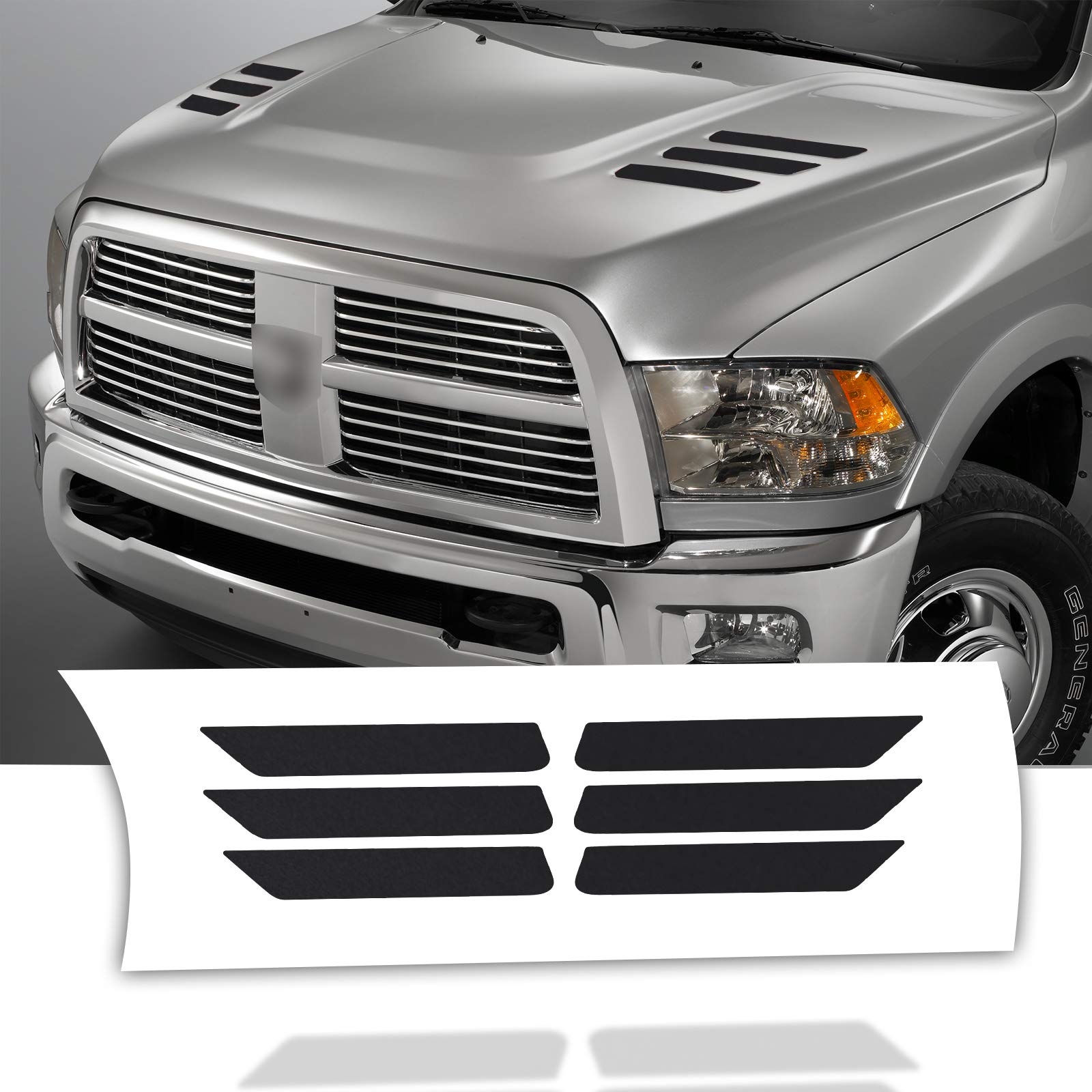 Hood Stripes Vinyl Decal Overlay Wrap Trim Inserts Sticker Compatible with and Fits Ram 2010 2011 2012 2013 2014 2015 2016 2017 2018 - Carbon Fiber Pink