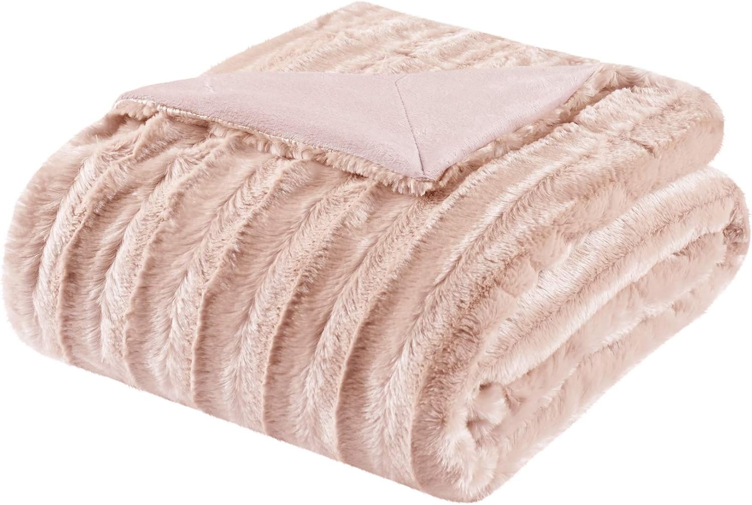 Madison Park Duke Reversible Long Faux Fur and Micro Fur Throw 50x60 Super Soft Lush Comfort
