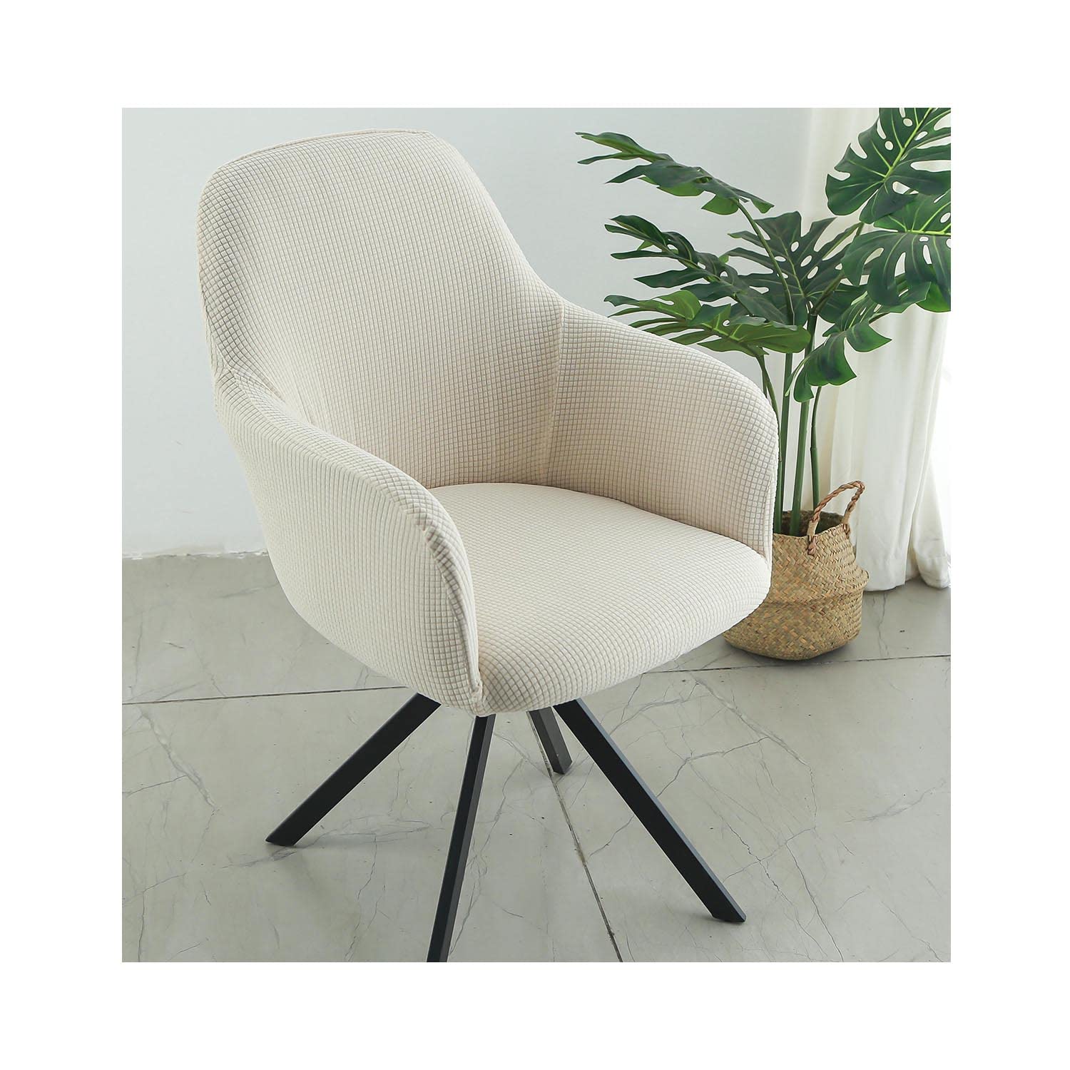 XGANGM Fantasia Copertura Sedie Sala da Pranzo 6/2/4 Pezzi con Braccioli Fodera per Sedia Cucina Coprisedie Elasticizzato Moderni con Schienale Scandinava Poltroncina Copri per Ufficio,I,1PCS