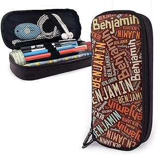Benjamin - Apellido americano Estuche de cuero de alta capacidad Estuche de lápices Estuche de papelería Organizador de oficina Estuche de maquillaje Bolso de cosméticos portátil