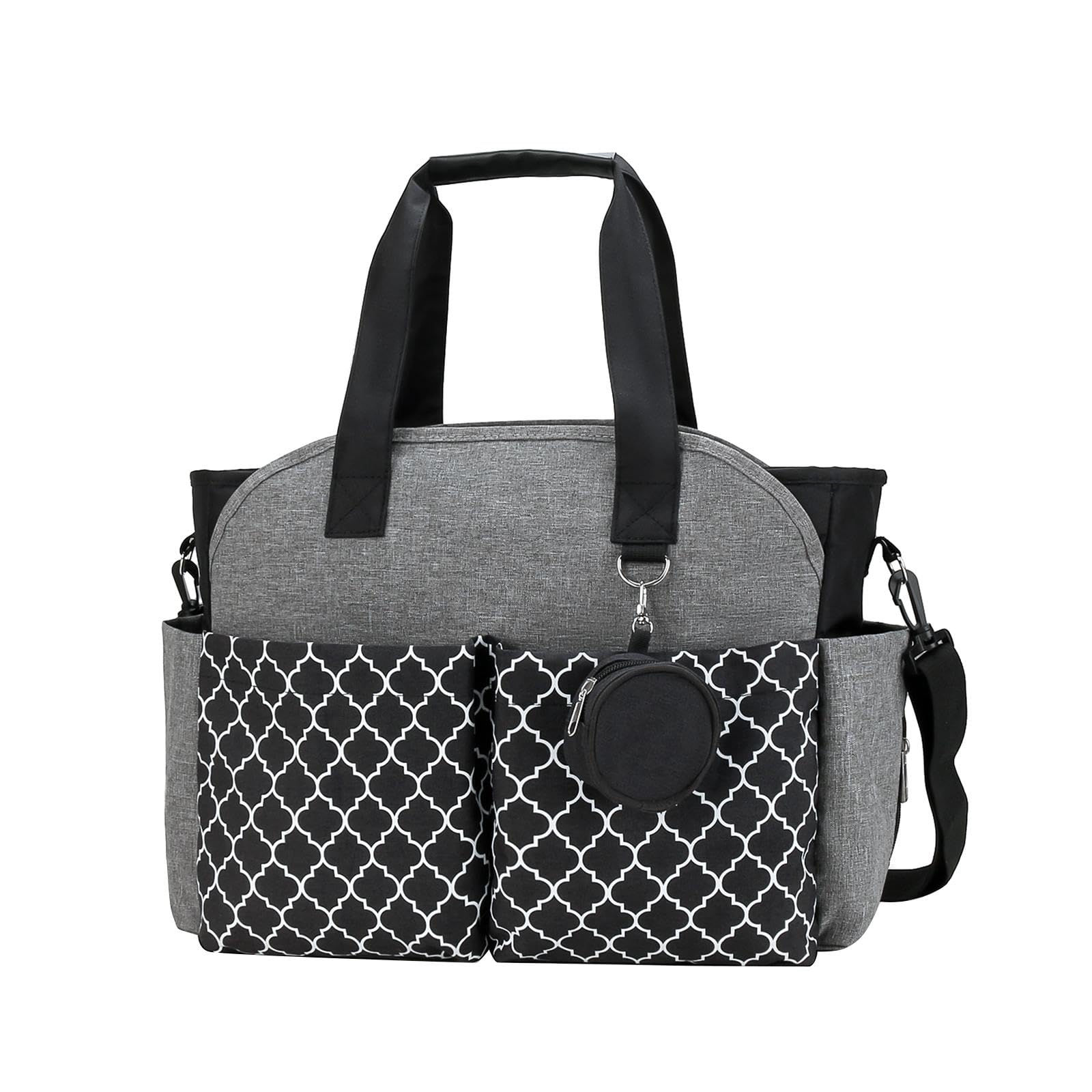 Perfeclan Large Capacity Diaper Bag Tote with Pacifier Case, Geometric Print, Waterproof, Multifunctional Organiser for Mum and Travel, Multiple Pockets, Adjustable Straps, Portable Nursing Handbag