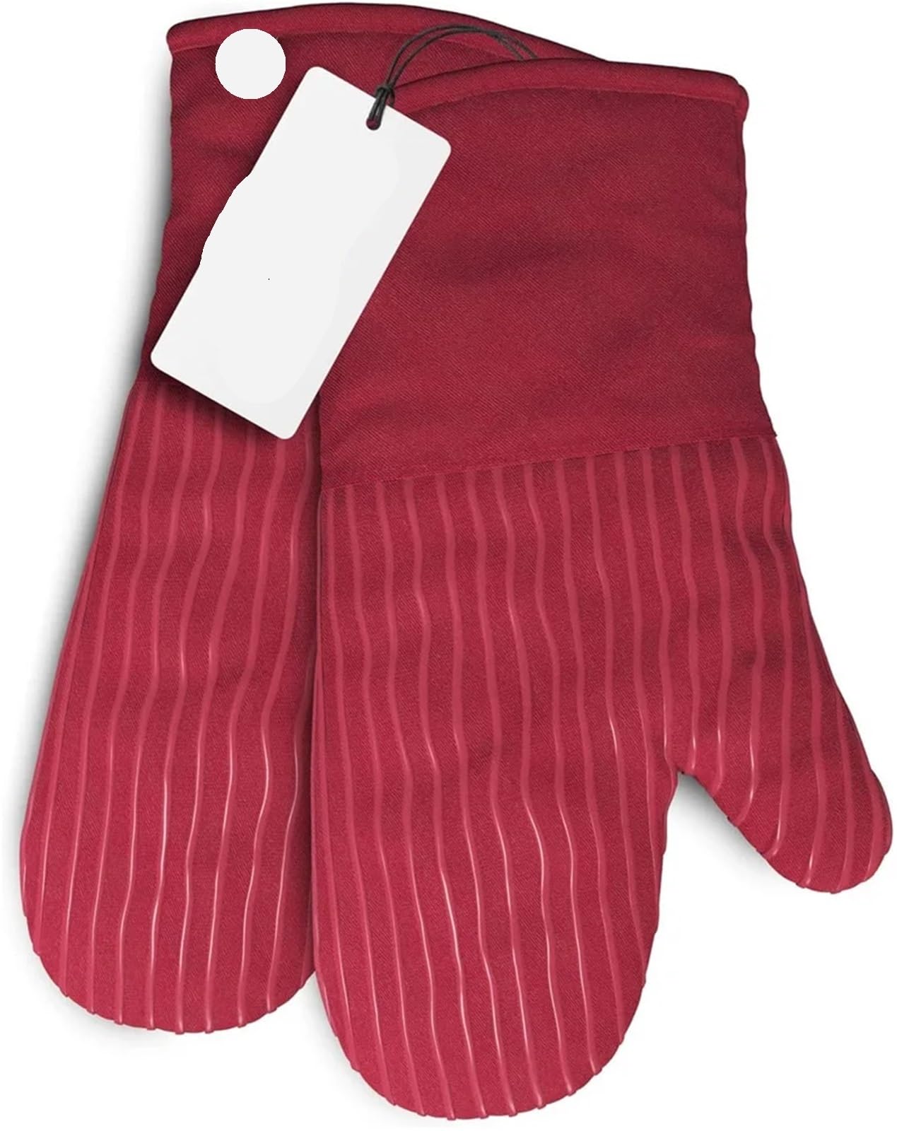 Heat-Resistant Oven Mitts - Set Of 2 Silicone Kitchen Mitt Gloves(Red)