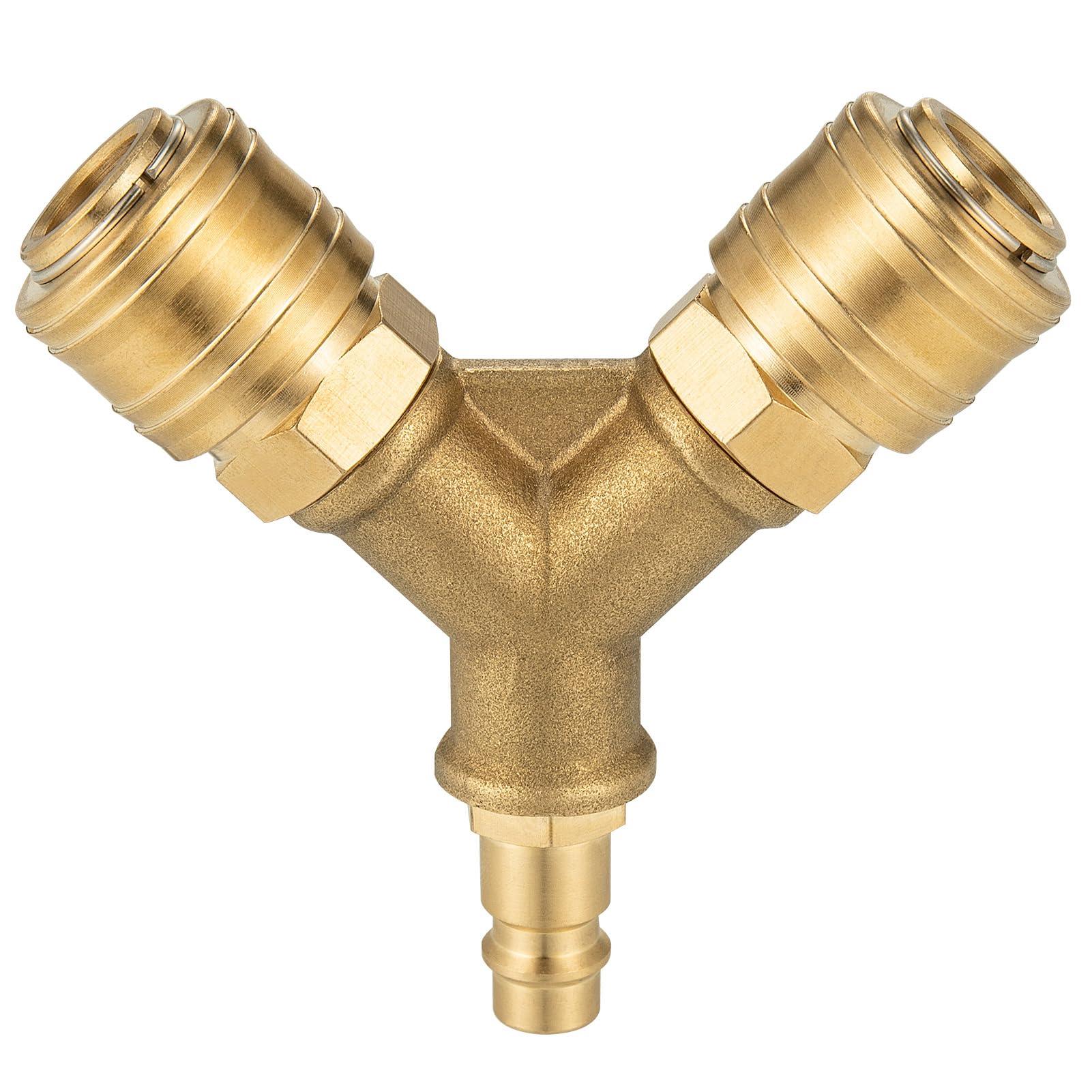 Compresseur de Tuyau d’Air, Raccord Air Comprimé à 2 Voies | Raccord Air Comprimé 1/4 Connecteur de Tuyau Fileté avec 2 Raccords, Distributeur d’Air Y Comprimé en Laiton