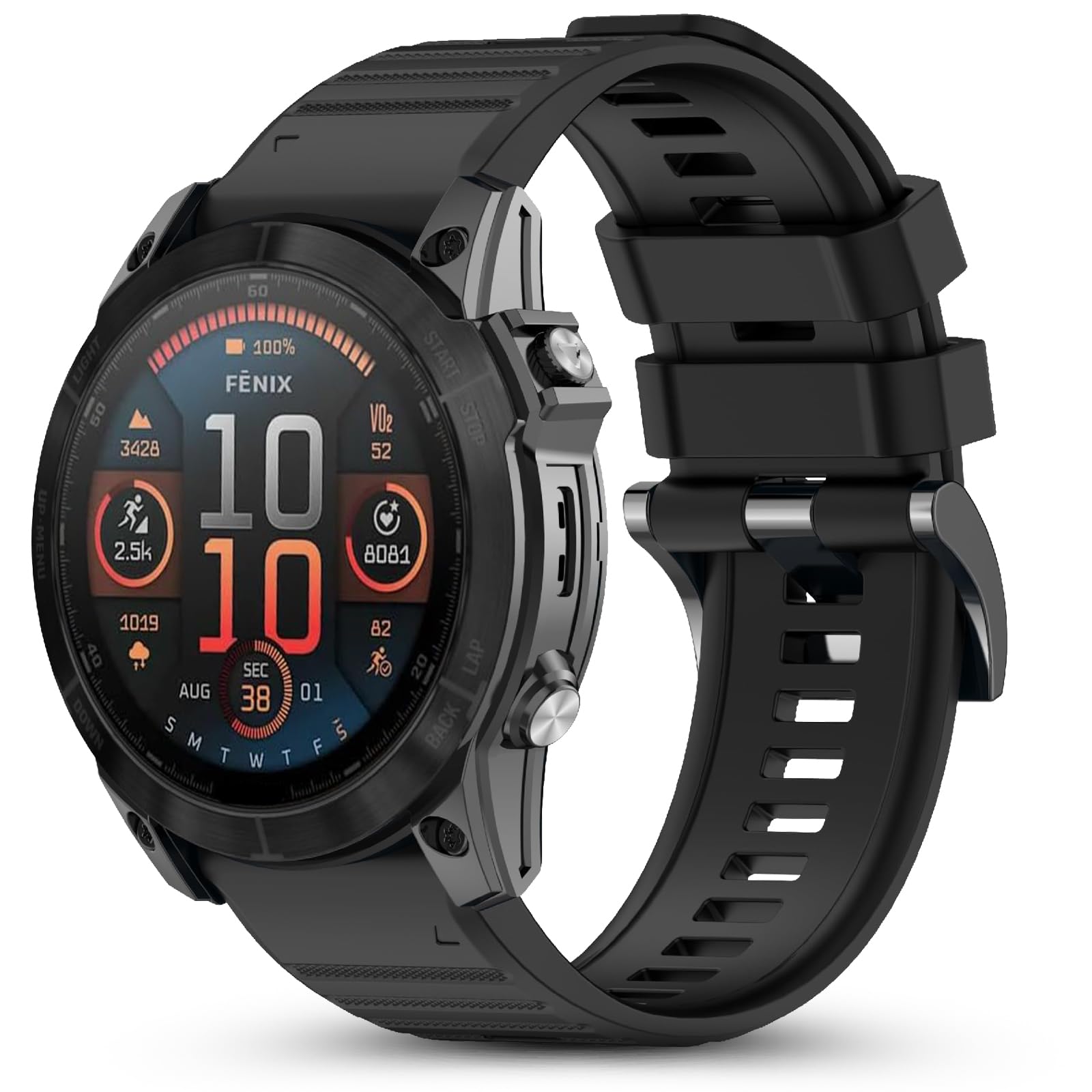 CHULN 26mm Silikon Armband Kompatibel mit Garmin Fenix 8 51mm/7X Pro/7X/6X/6X Pro/5X/5X Plus, Einstellbares Sport Ersatzarmband für Smartwatch.(No host)