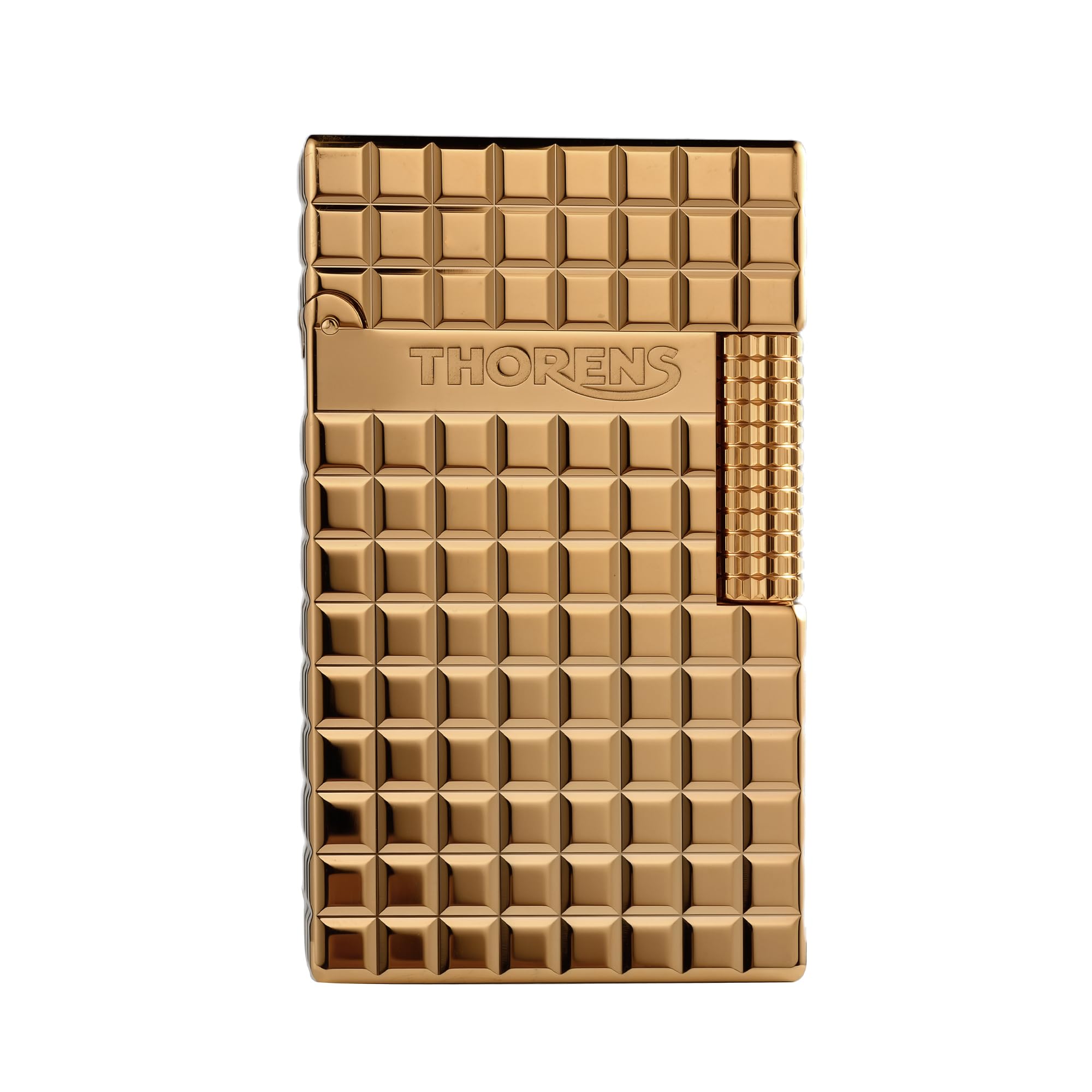 THORENS Crisp Sound - Auric Blocks Mechero de Latón y Queroseno | Clásico vintage, llama suave, recargable, side-slide, flip dorado único, grabado, coleccionable, regalo de lujo hombre