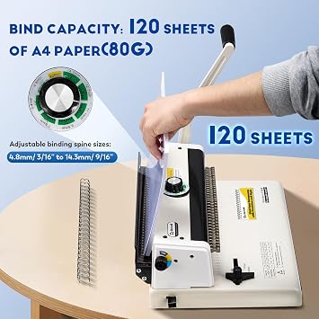 CGOLDENWALL Wire Binding Machine, Retractable Blades, 34-Hole, A4