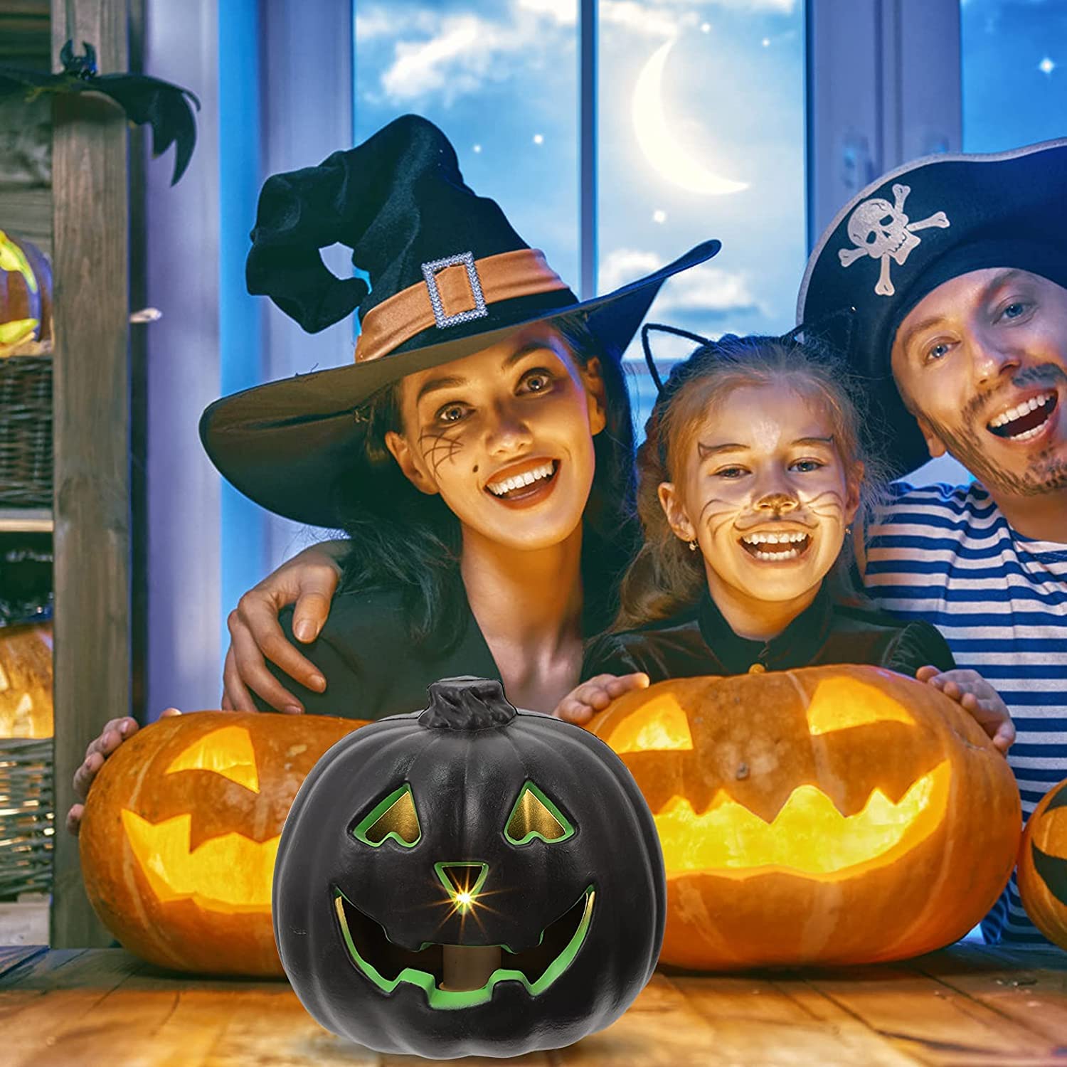 Lanterne Zucca Halloween LED Pumpkin Lamp Night Jack O Lantern Display Atmosphere Light Party Table Lampada Decorativa A Zucca Decorazioni Halloween