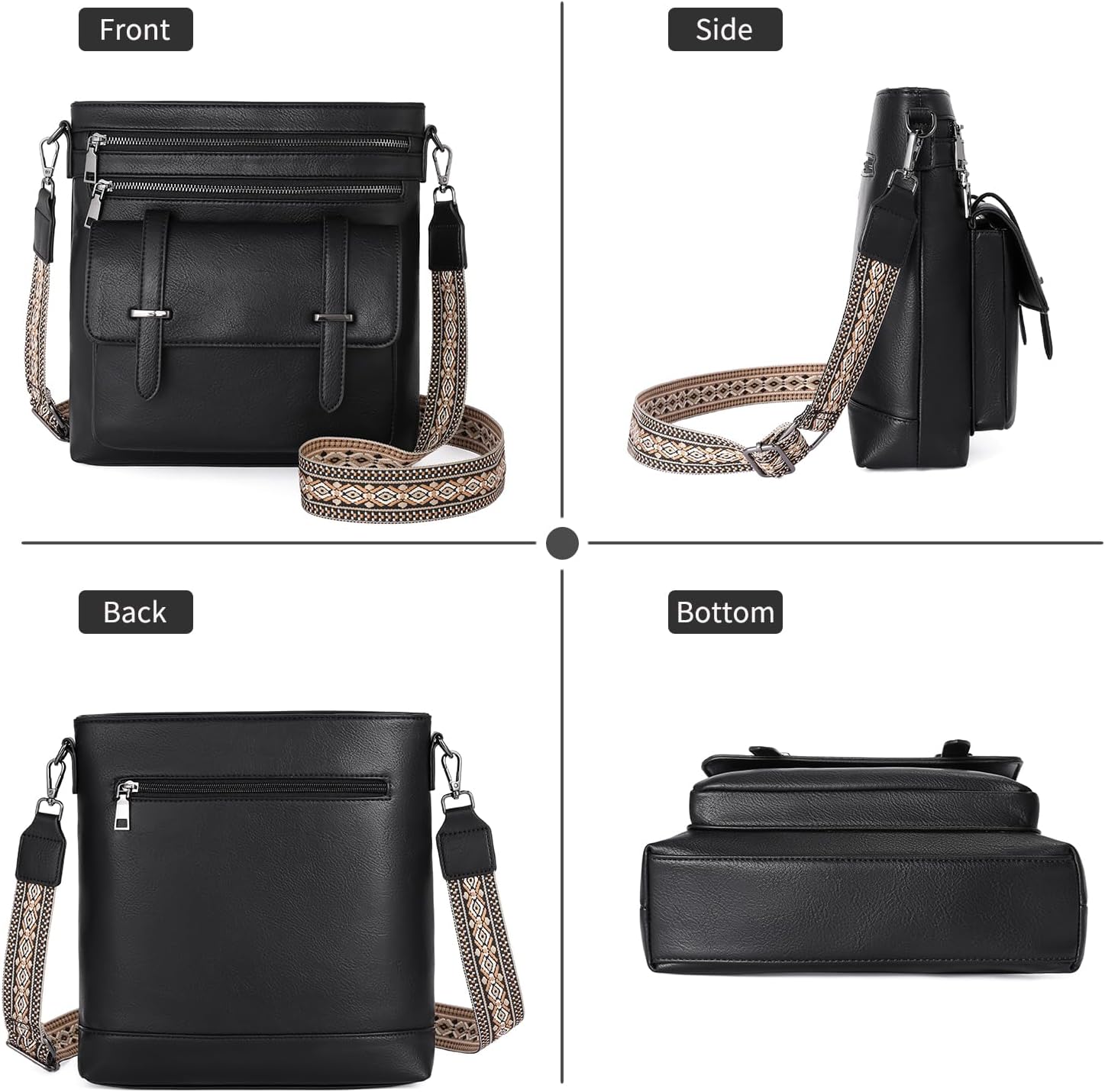 FALAN MULE Crossbody Bags for Women Vegan Leather Crossbody Purse Multi Pocket Shoulder Handbag Travel Purse - Image 6