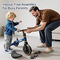 Vista 7 de Bicicleta de equilibrio 5 en 1 para niños, triciclo para niños de 1 a 3 años, juguete para montar de 18 meses a 4 años, bicicleta de regalo