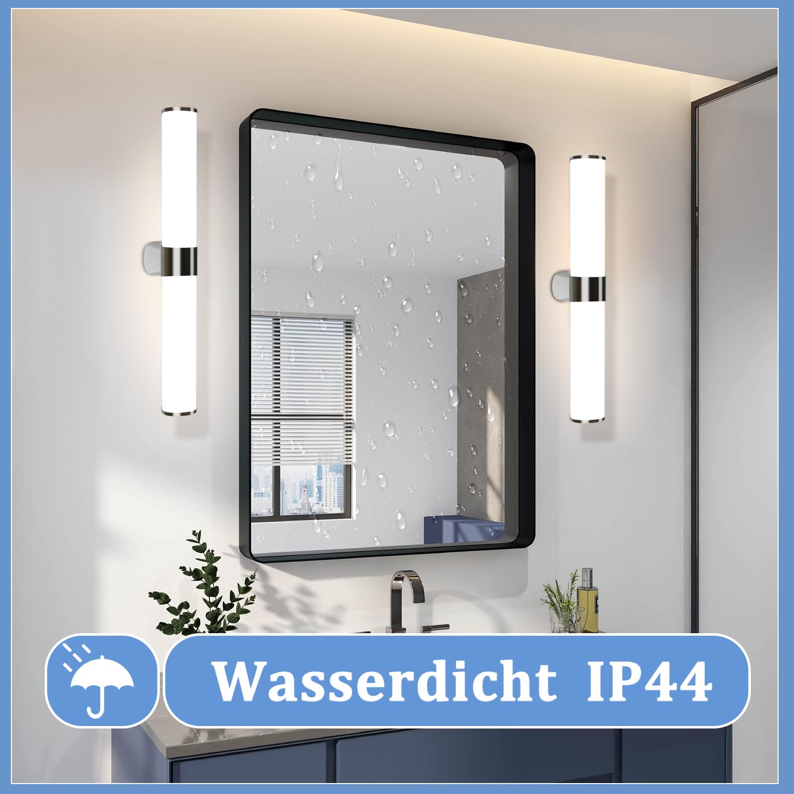 Homefire LED Spiegelleuchte Bad Spiegellampe - 8W Badlampe Wand 40CM Wandlampe Badezimmer Wasserdicht IP44 Wandleuchte Neutralweiß 4000K Chrom Badleuchte Wandmontage Modern für Keller Küche Badschrank