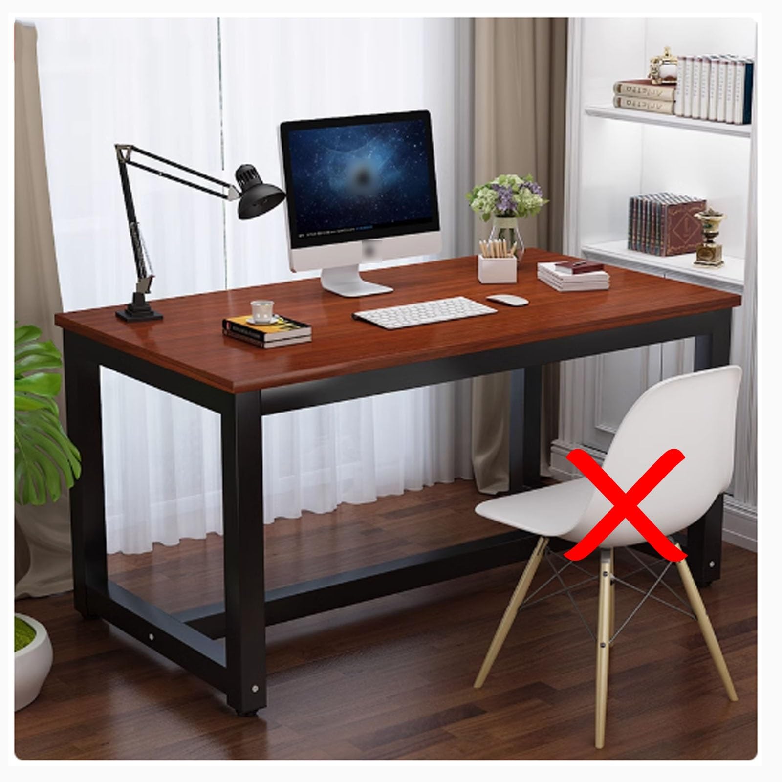 Moderner Schreibtisch im Industriestil, 120 cm, Heimbüro, Computertisch, einfacher Gaming- und Arbeitsschreibtisch, 120 x 40 cm, weißes Finish für Arbeit und Lernen