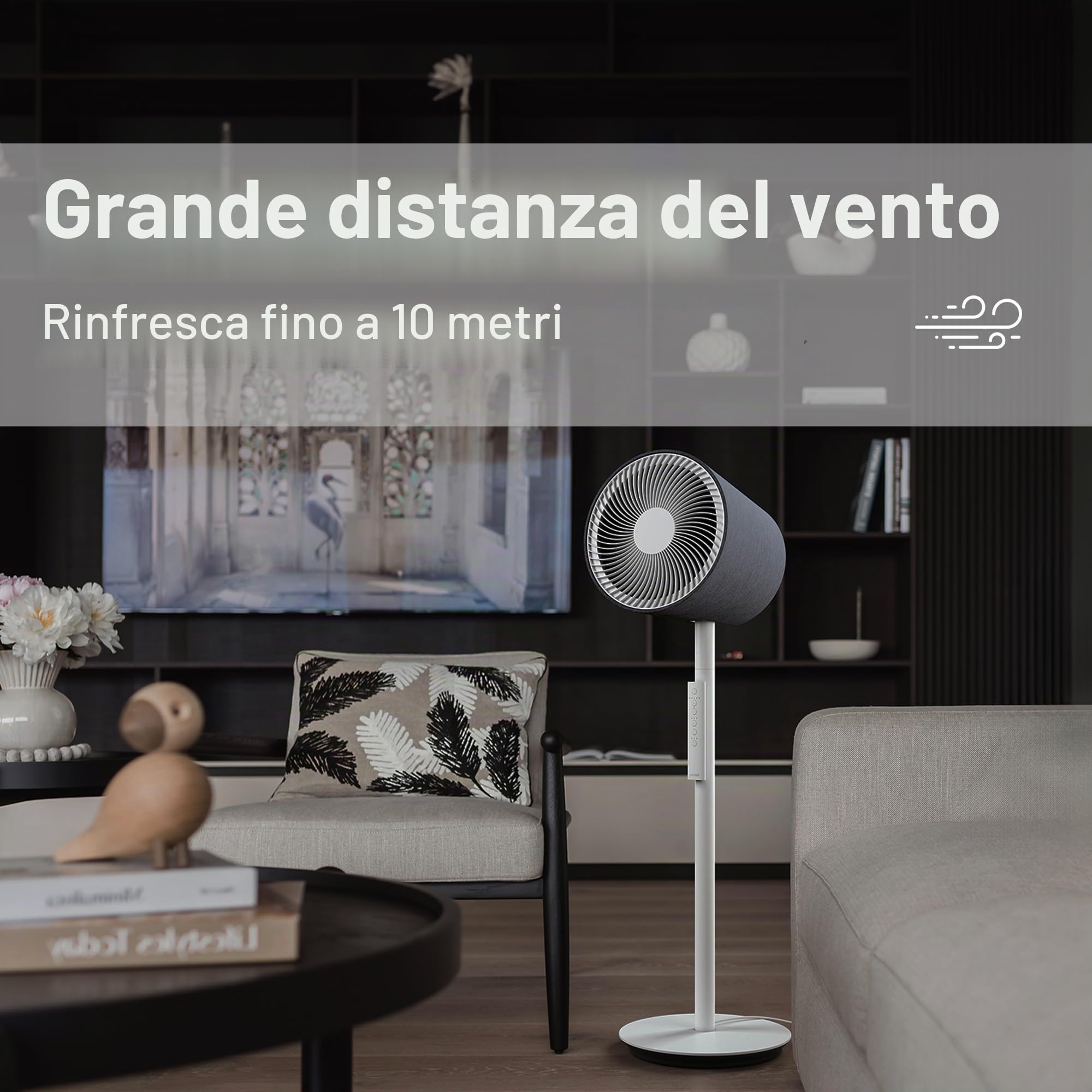 Stadler Form Ventilatore Simon, ventilatore da pavimento 3D, con funzione orizzontale e verticale, 10 pezzi, con funzione funk-fernbedienung, leise, weiss