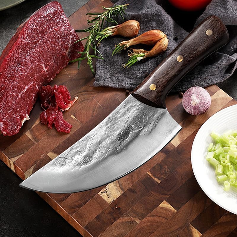 Meat Cleaver,Cleaver Knife 6.3 Inch Kitchen Hunting Knife Handmade Forged Boning Knife Meat Cleaver Butcher Fish Chef Knife Stainless Steel Machete For Kitchen, LAMAJIGA5844