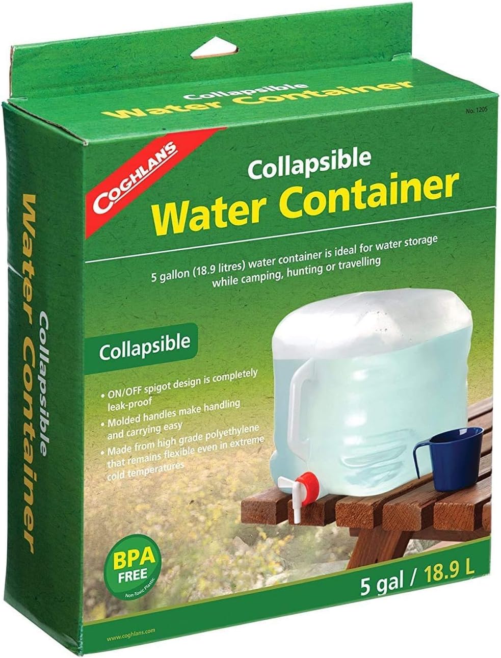 Coghlan's Collapsible Water Container, 5-Gallon, Clear (2)