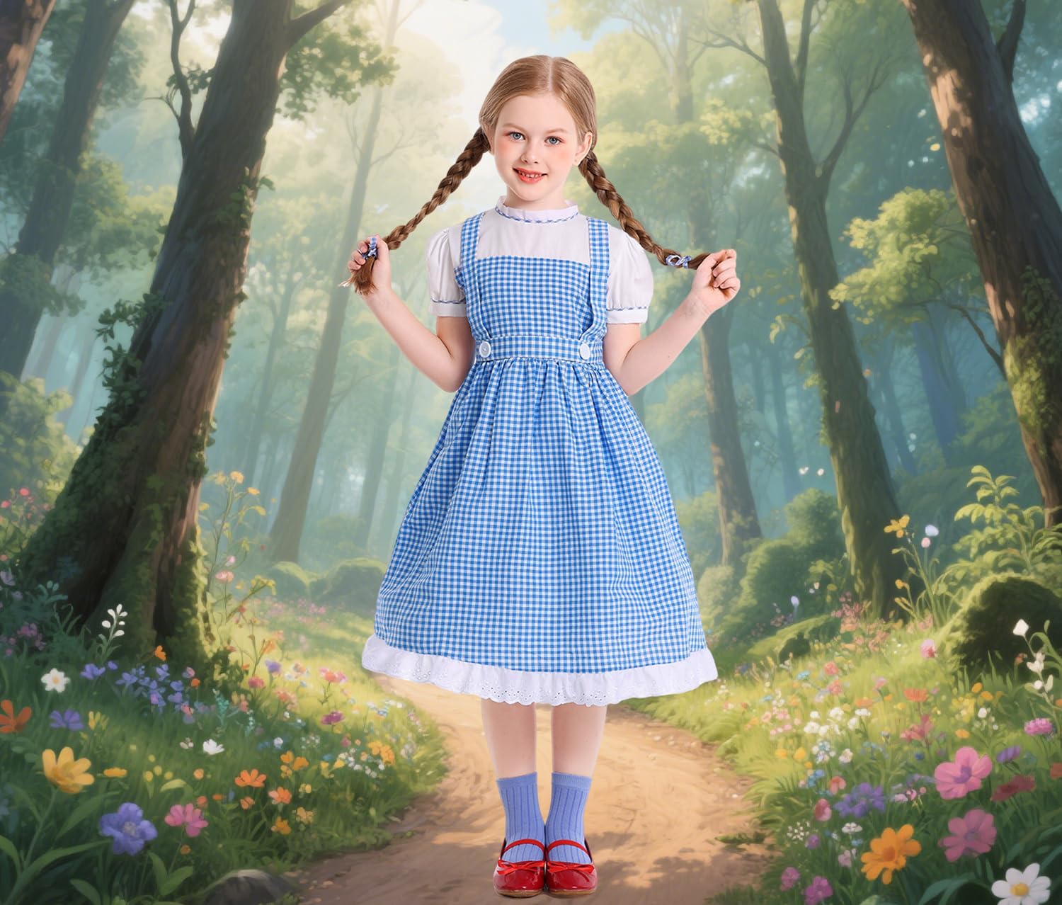 Kids Blue Dress for Princess Costume Girls Wizard Character Costumes Dress for Halloween Costume Birthday Party - Image 7