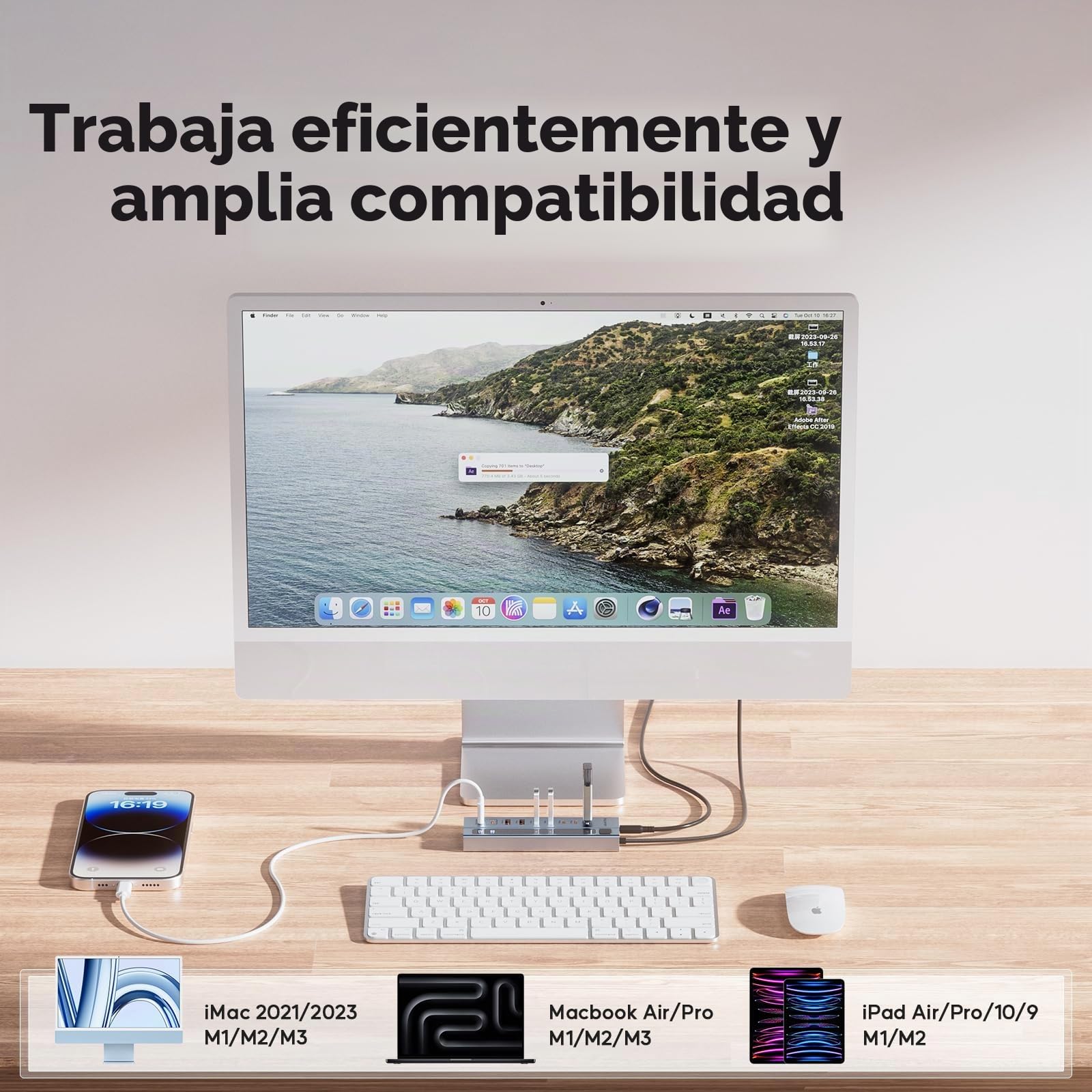 USB C 3.2 Hub activo con fuente de alimentación, concentrador USB 3.2 9 en 1 con 3 x 10 Gbps de datos, 4 x USB A 3.1 Data Hub y 2 x PD de 45 W de carga (no compatible con vídeo y datos