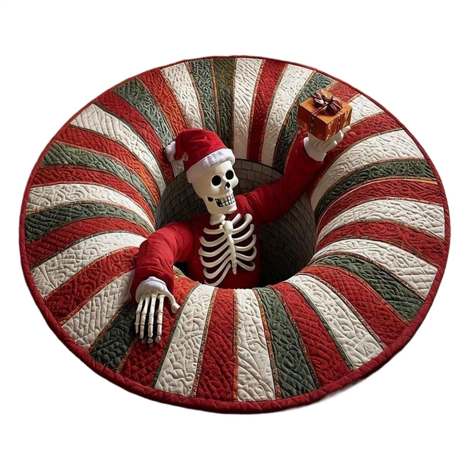 Tapis 3D Illusion d'Optique Squelette pour Décoration d'Intérieur et Paillasson Cuisine
