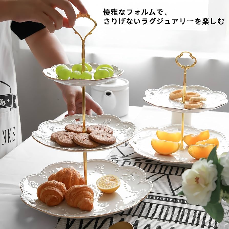 Amazon｜Zomaki 北欧風 2/3段ケーキスタンド 強化磁器 デザート