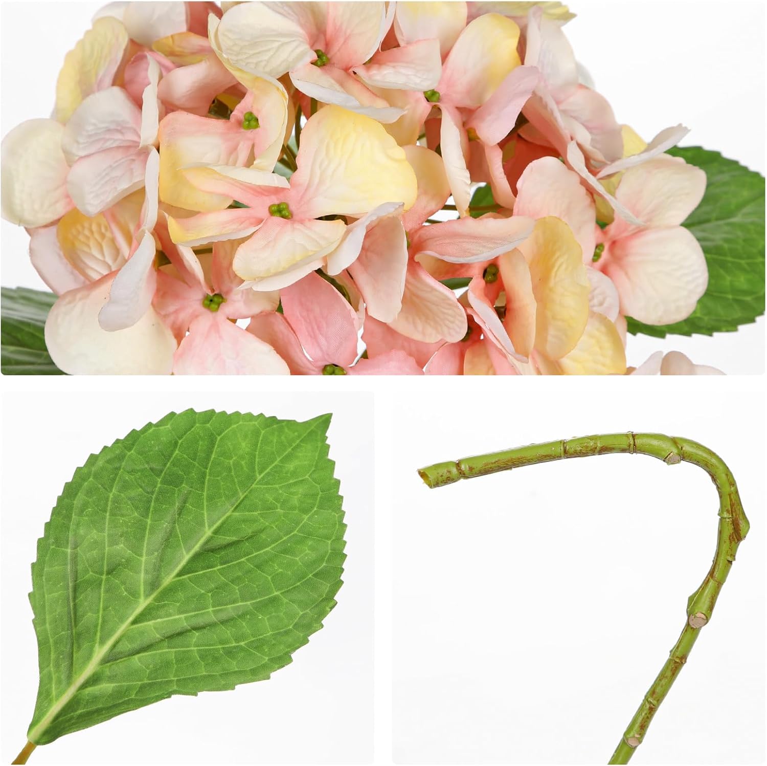 Pink Artificial Hydrangea Flowers 18.8 Inch Long with 6 Inch Full Realistic Bloom Lifelike Silk Faux Hydrangea Stems for Wedding Bouquet, Table Centerpieces, Party Decor, Home Indoor Decoration - Image 5