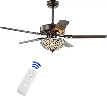 Jonathan Y 48-inch Oil Rubbed Bronze Wrought Iron LED Ceiling Fan with Remote and Crystal Accents
