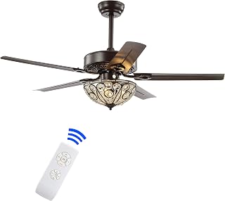 JONATHAN Y Ali 48" 3-Light Metal LED Ceiling Fan, Oil Rubbed Bronze | Remote Control, 5 Reversible Blades, Traditional Glam Crystal Accents, Downrod Mount, Bulbs Included