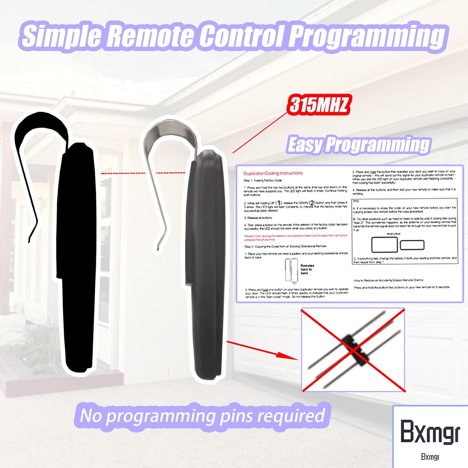 M3-2312 Garage Door Remote Control, Compatible with Marantec M4500, M4700, M4500e, M4700e, Synergy 260, Synergy 270 Garage Door Openers for Martin and Marantec 315MHZ Garage Door Openers(Pack of 3)