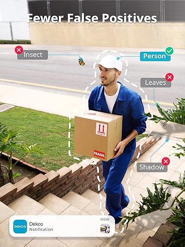 Miniatura 4 de DEKCO - Cámara de seguridad para exteriores - Cámaras WiFi con cable giratorio de 180 para seguridad del hogar con audio bidireccional visión